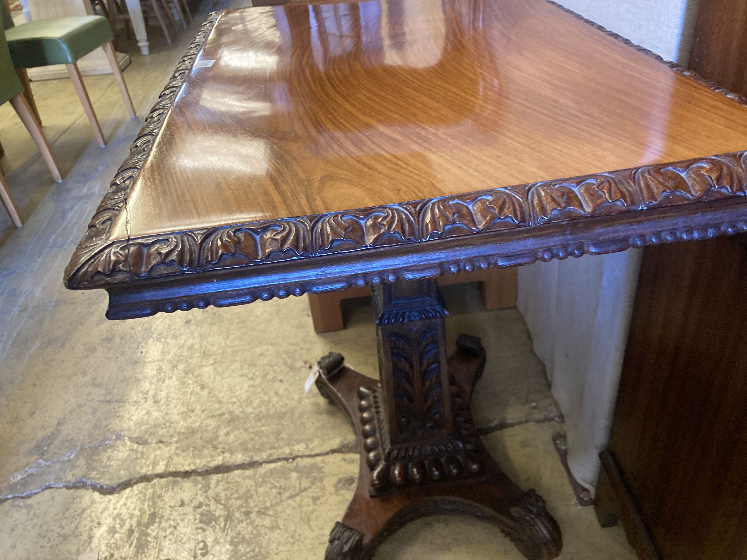 A 19th century Anglo Indian rectangular padouk tilt-top table, width 83cm, depth 55cm, height 77cm